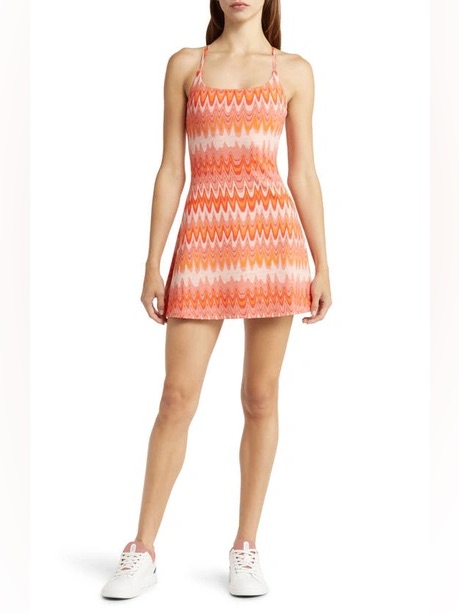 Outdoor Voices Techsweat Move Free Dress Orange Grapefruit Helios Sz L Shorts